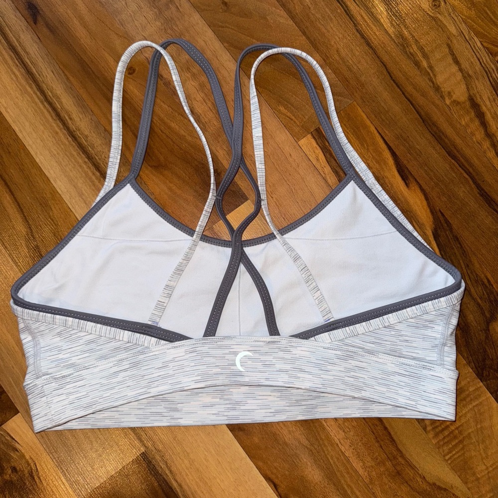 Zyia Active Crisscross Strap Sports Bra White Grey Heathered Size M workout yoga - Picture 3 of 6